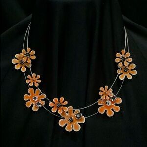 NEW! Prodigal Daughter! Enameled 70s-style daisies; double-strand necklace